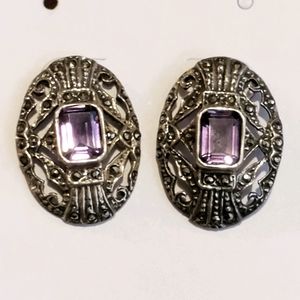 Marcasite and Amythyst Earrings